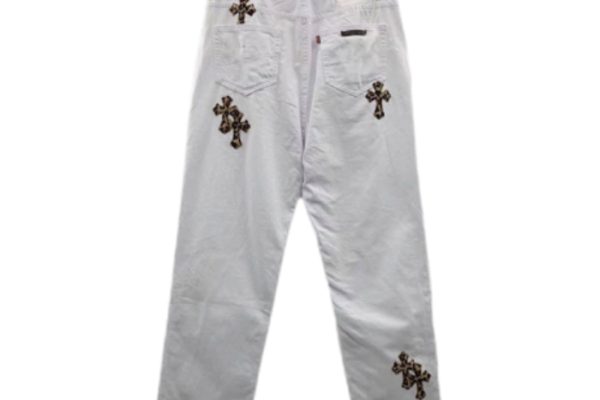 Chrome Heart White Leopard Cross Jeans