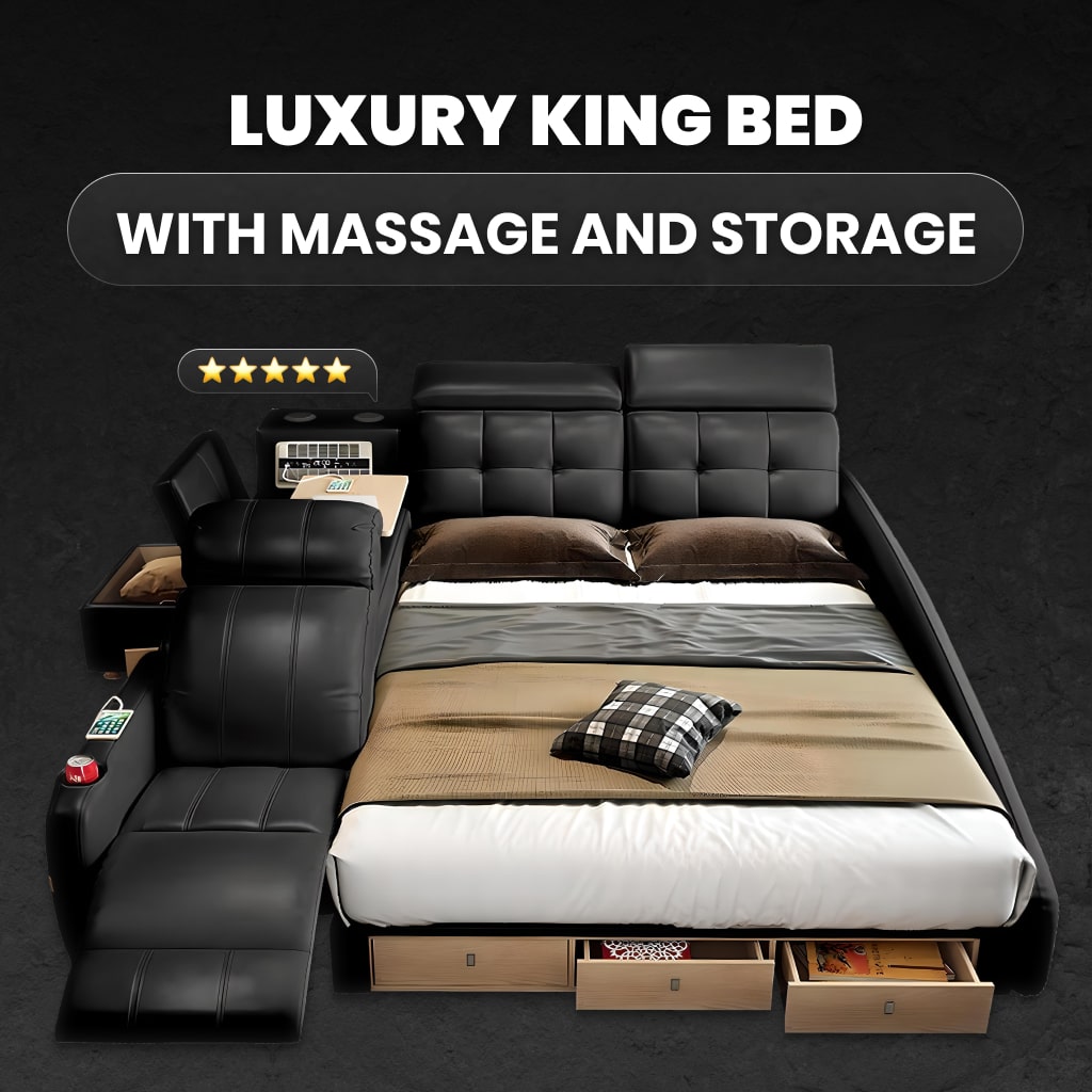 Luxury King-Size Bed With Massage And Storage