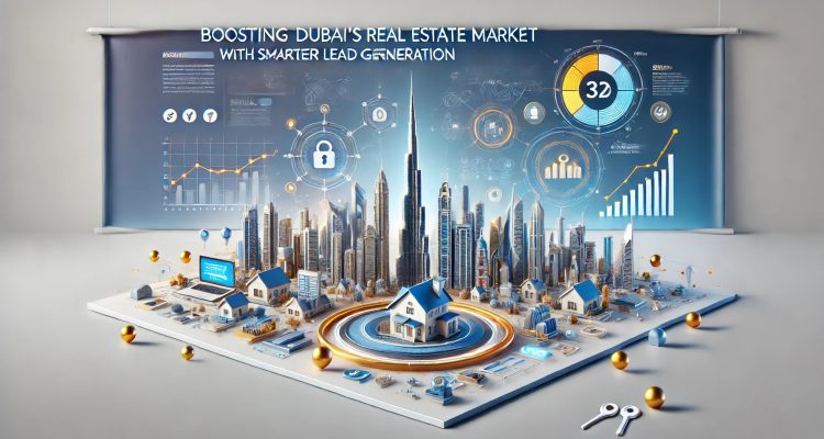 DALL·E 2025-01-27 17.10.44 - A horizontal 3D banner design with a professional and modern aesthetic, featuring the title Boosting Dubai’s Real Estate Market with Smarter Lead Gen